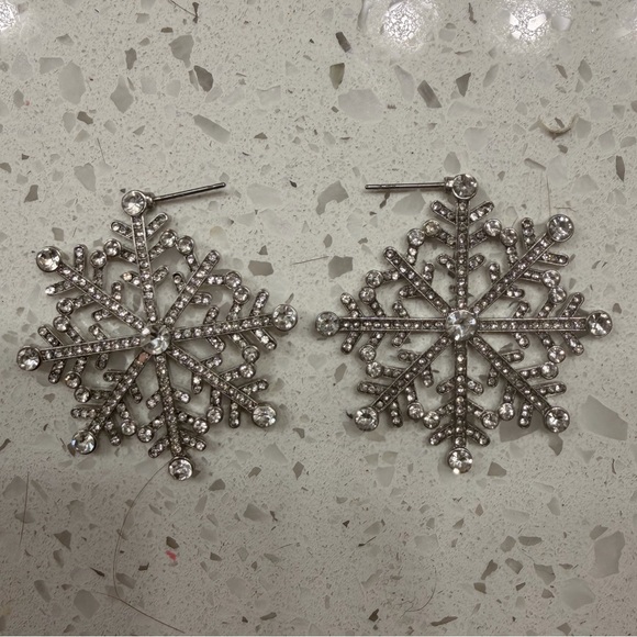BaubleBar Snow What You Got Silver Snowflake Earrings - Picture 3 of 4